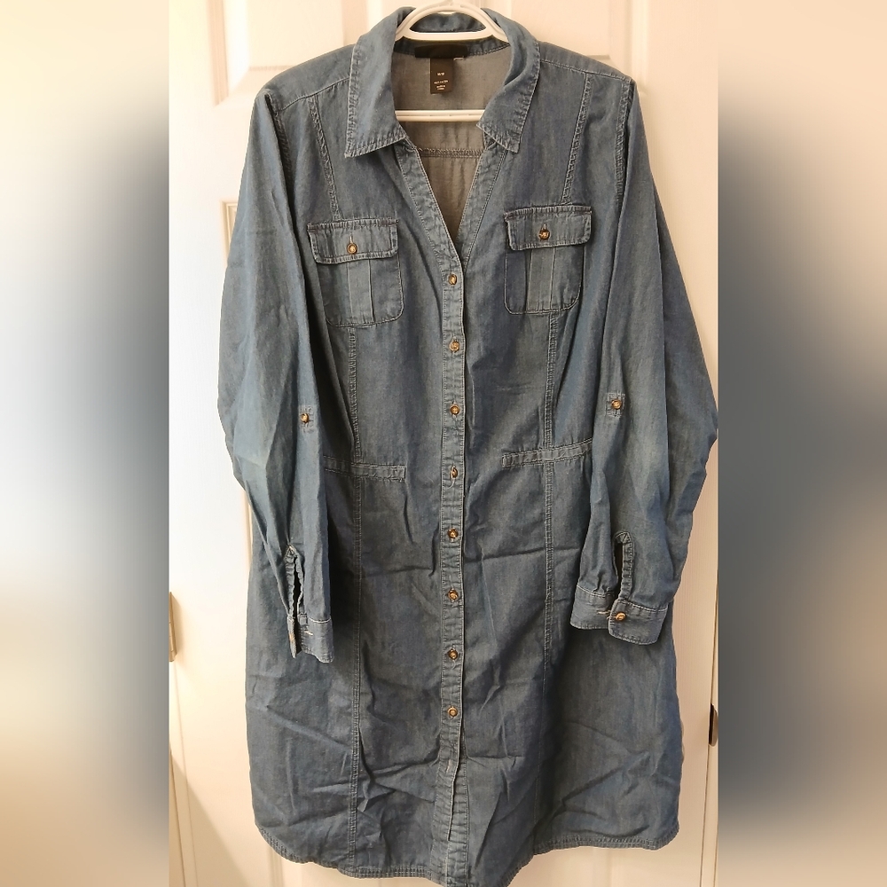 Lane Bryant Denim Shirt Dress – Size 14/16 – Medium Wash